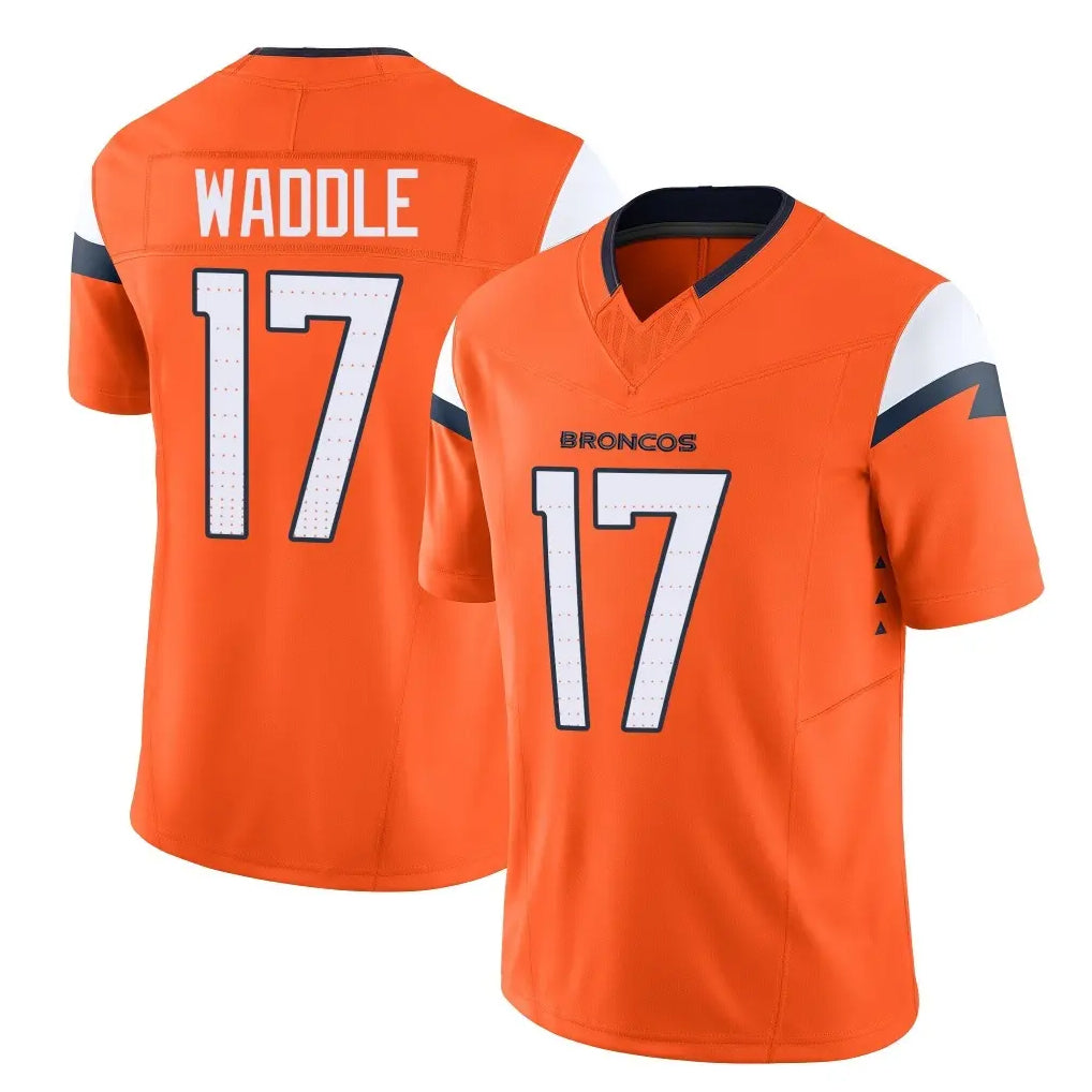 Choea D.Broncos #17 Jaylen Waddle Player Orange Vapor F.U.S.E. Limited Home Game Stitched Jerseys