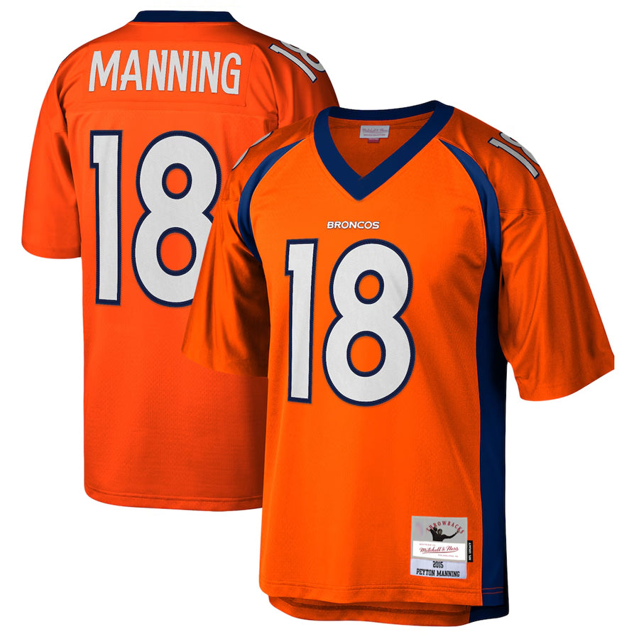 Choea D.Broncos #18 Peyton Manning Player Mitchell & Ness Orange Legacy Replica Stitched Jerseys