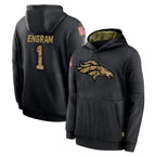 Choea D.Broncos #1 Evan Engram Player Black Salute to Service Pullover Hoodies Limited Stitched Jerseys