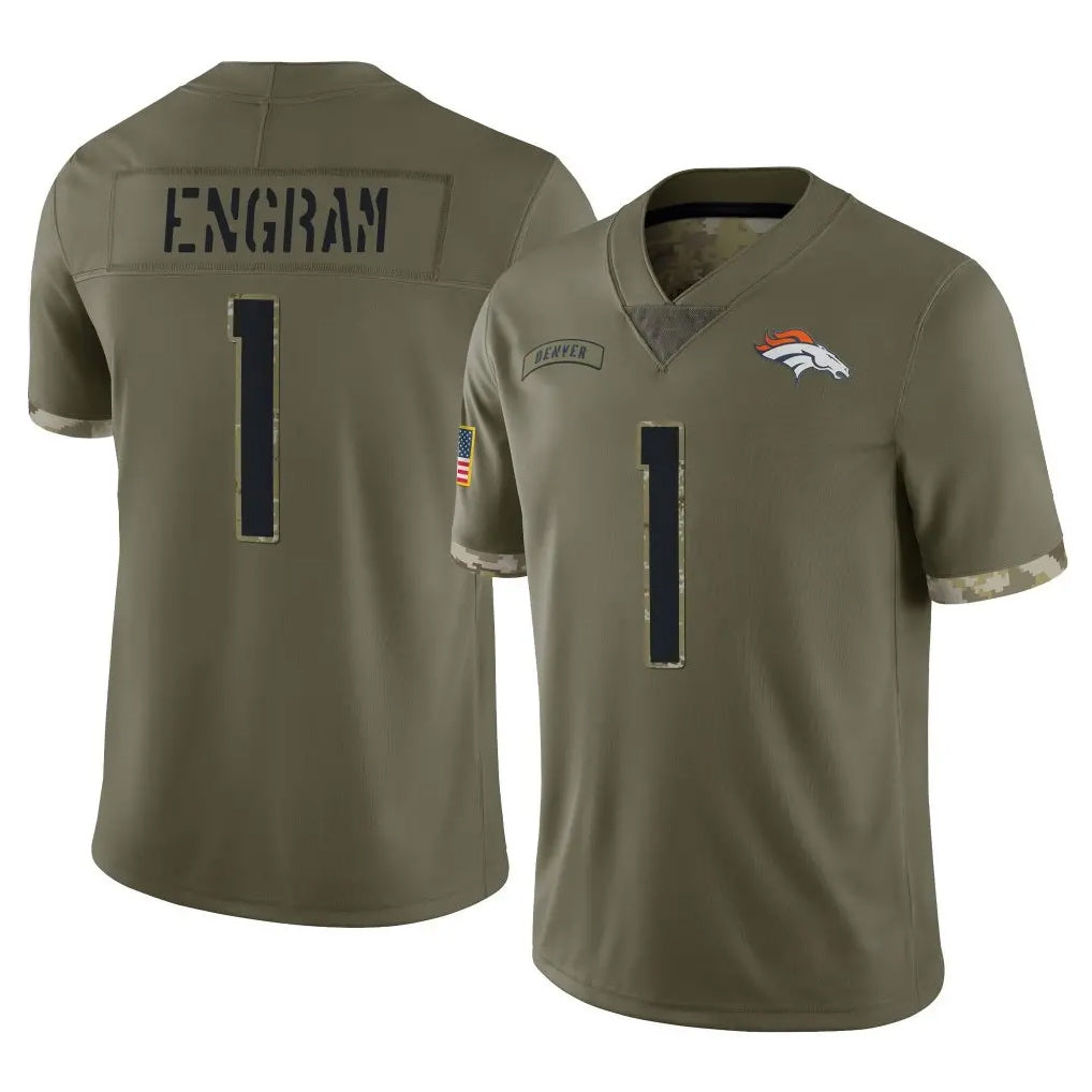 Choea D.Broncos #1 Evan Engram Player Olive Salute To Service Limited Stitched Jerseys