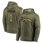 Choea D.Broncos #1 Evan Engram Player Olive Salute to Service Pullover Hoodies Home Game Stitched Jerseys
