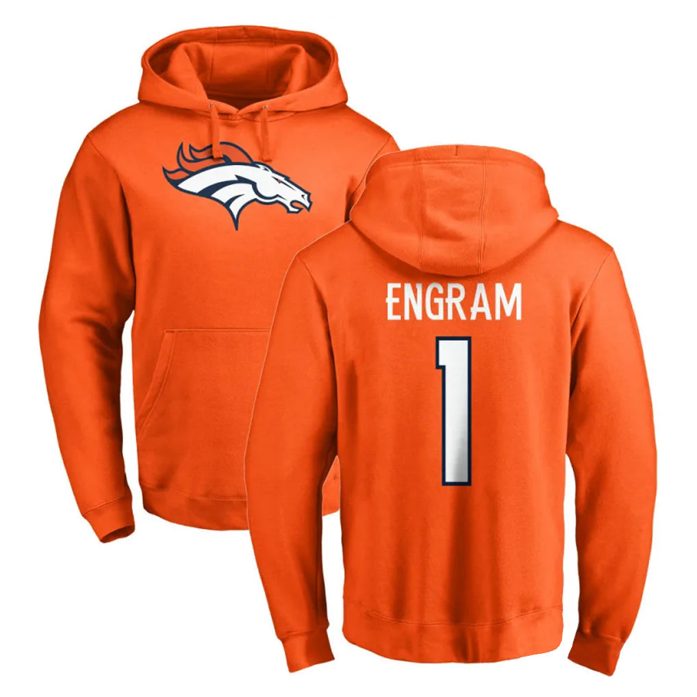 Choea D.Broncos #1 Evan Engram Player Orange Pullover Hoodie Limited Stitched Jerseys