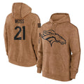 Choea D.Broncos #21 Riley Moss Player Brown Salute to Service Hoodies Limited Game Stitched Jerseys