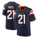 Choea D.Broncos #21 Riley Moss Player Navy Home Game Stitched Jerseys