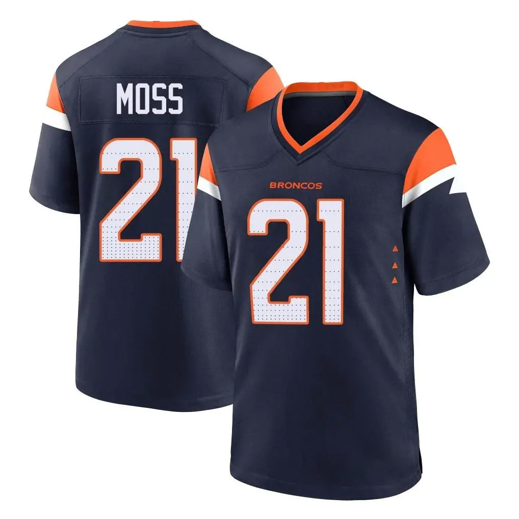 Choea D.Broncos #21 Riley Moss Player Navy Home Game Stitched Jerseys