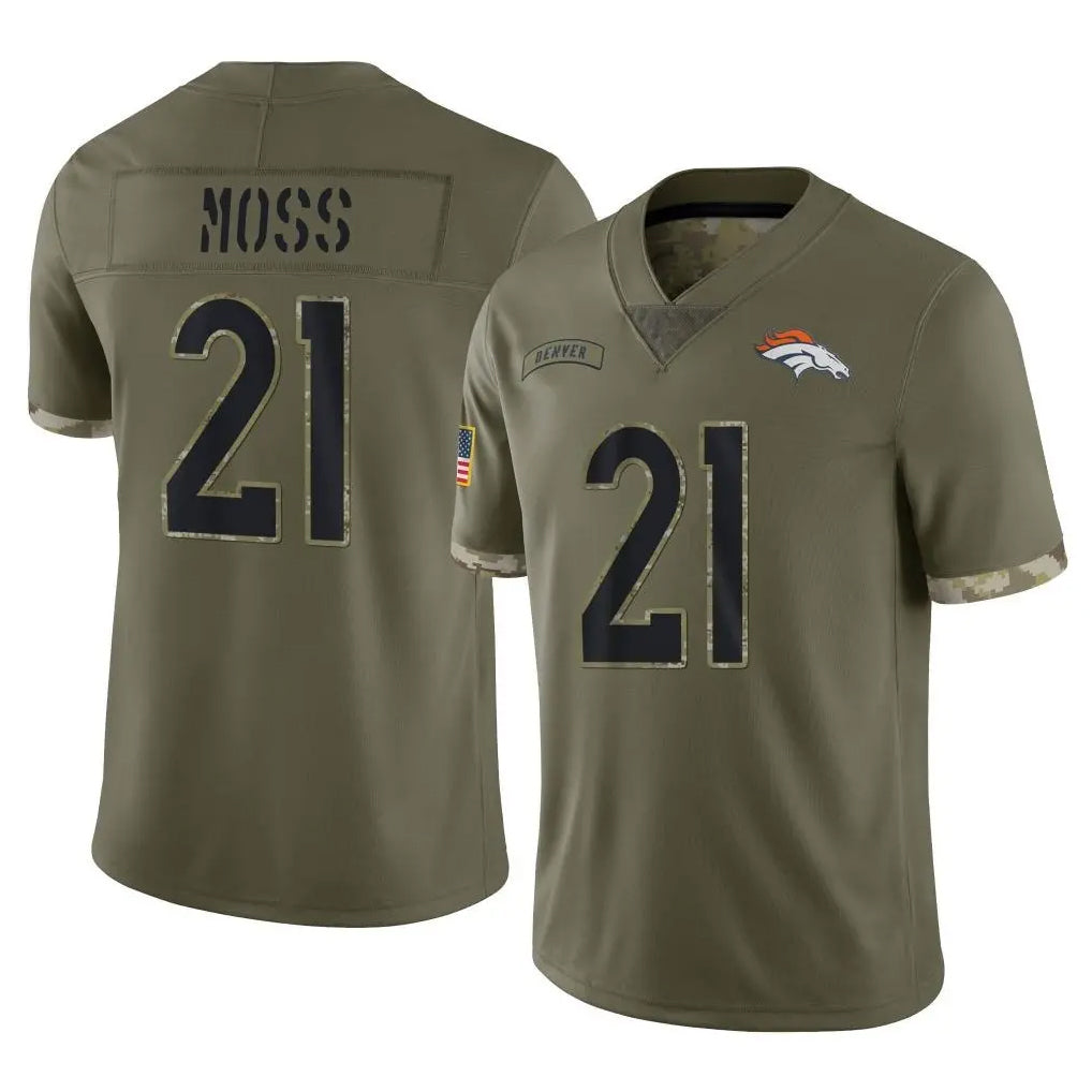 Choea D.Broncos #21 Riley Moss Player Olive Salute To Service Limited Stitched Jerseys