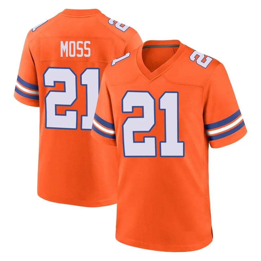 Choea D.Broncos #21 Riley Moss Player Orange Alternate Collection Throwback Game Stitched Jerseys