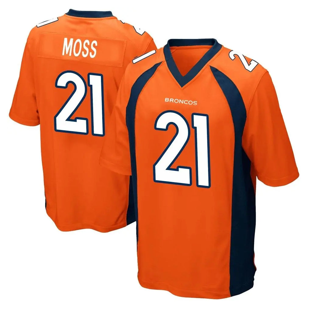 Choea D.Broncos #21 Riley Moss Player Orange Color Home Game Stitched Jerseys