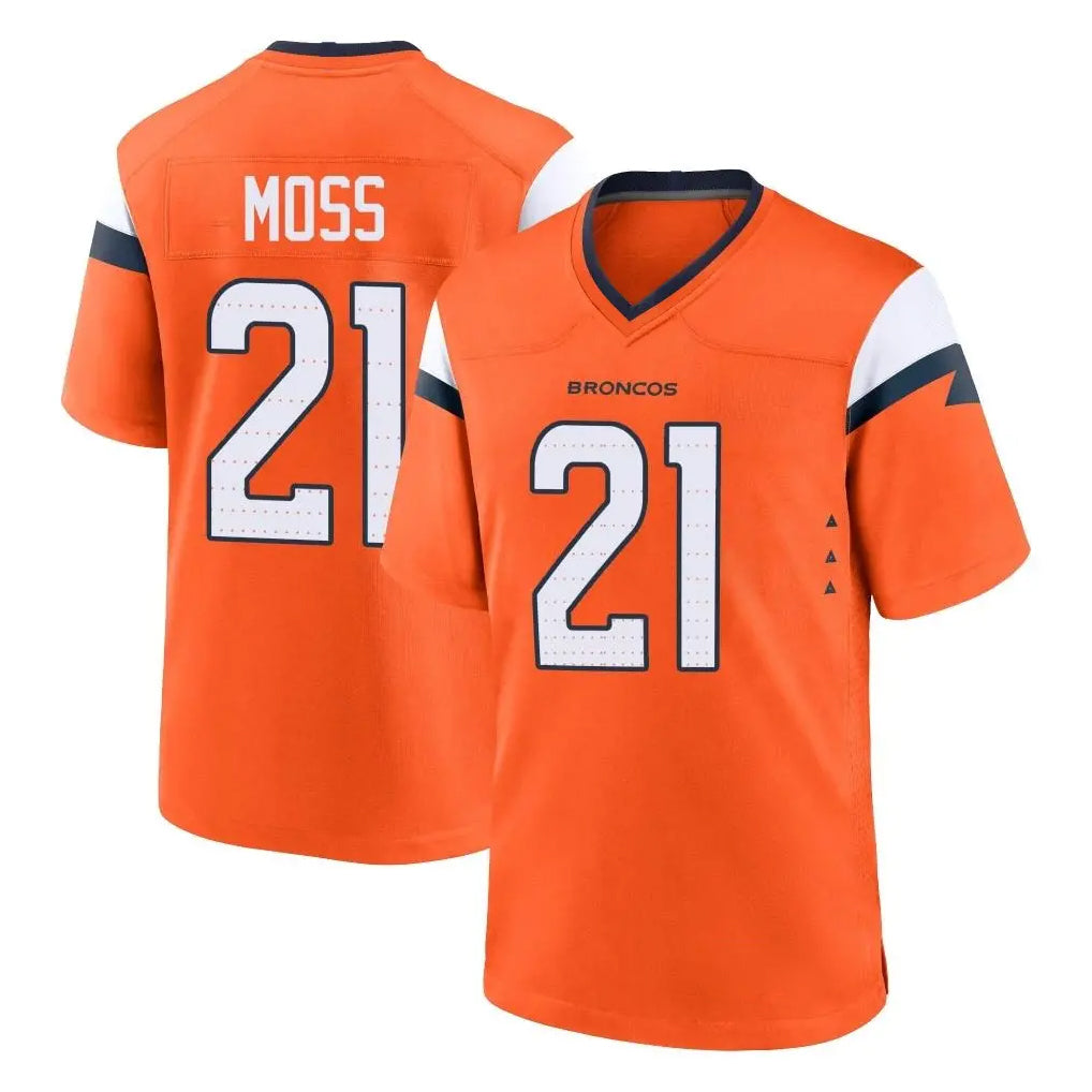 Choea D.Broncos #21 Riley Moss Player Orange Home Game Stitched Jerseys