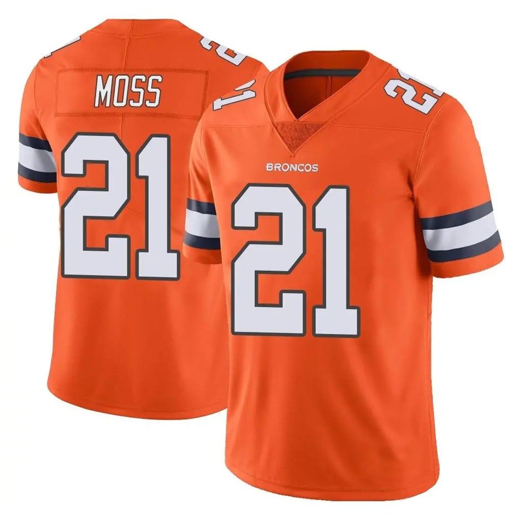 Choea D.Broncos #21 Riley Moss Player Orange Vapor Untouchable Limited Home Game Stitched Jerseys
