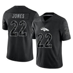 Choea D.Broncos #22 Brandon Jones Player Black Reflective Limited Stitched Jerseys