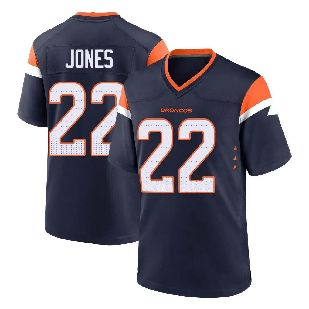 Choea D.Broncos #22 Brandon Jones Player Navy Home Game Stitched Jerseys