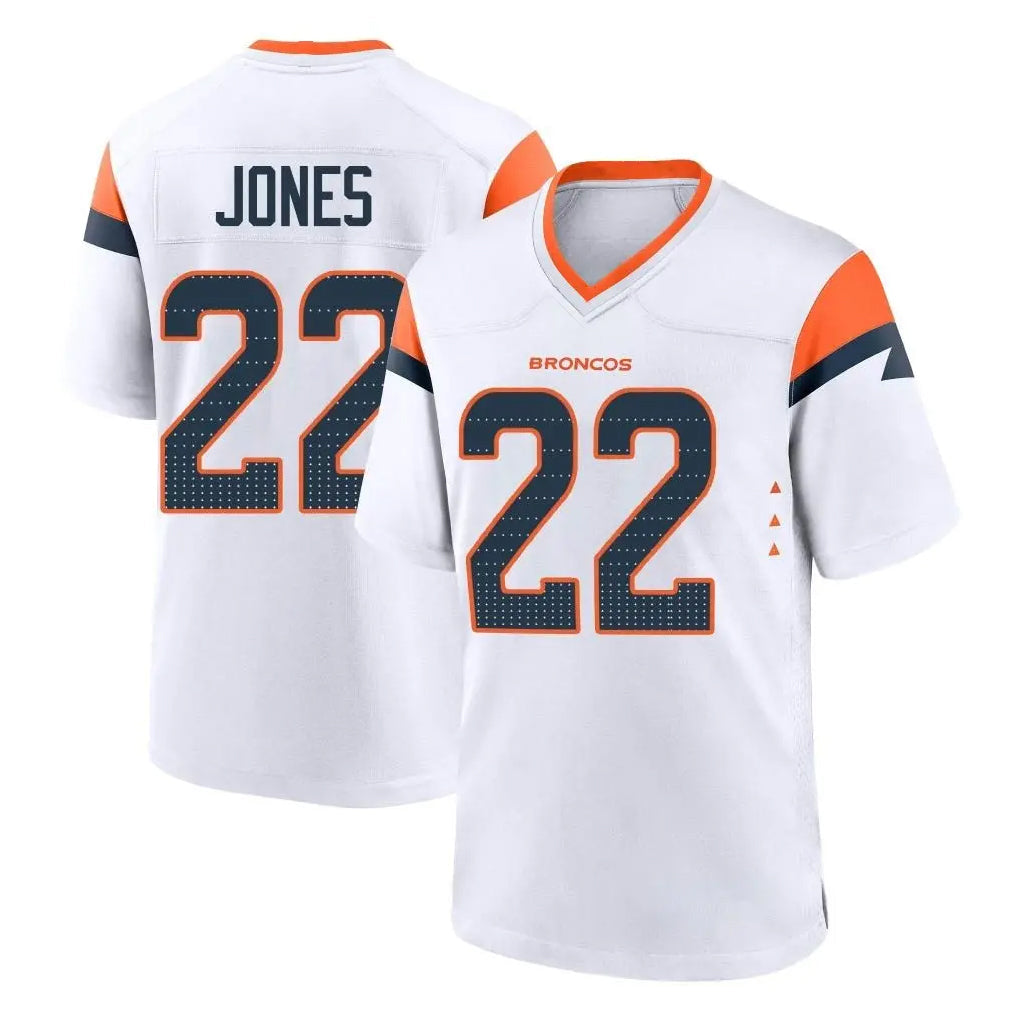 Choea D.Broncos #22 Brandon Jones Player White Home Game Stitched Jerseys