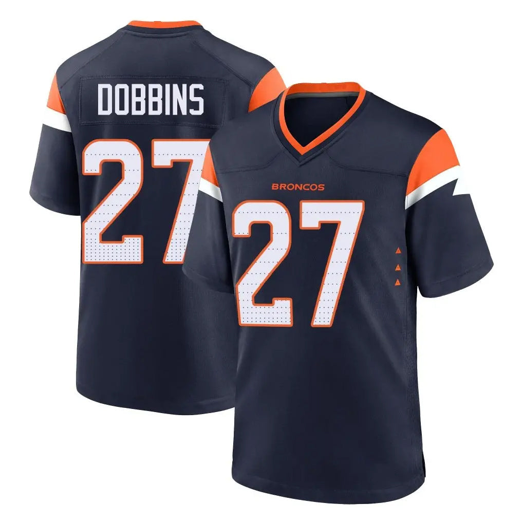 Choea D.Broncos #27 J.K. Dobbins Player Navy Home Game Stitched Jerseys