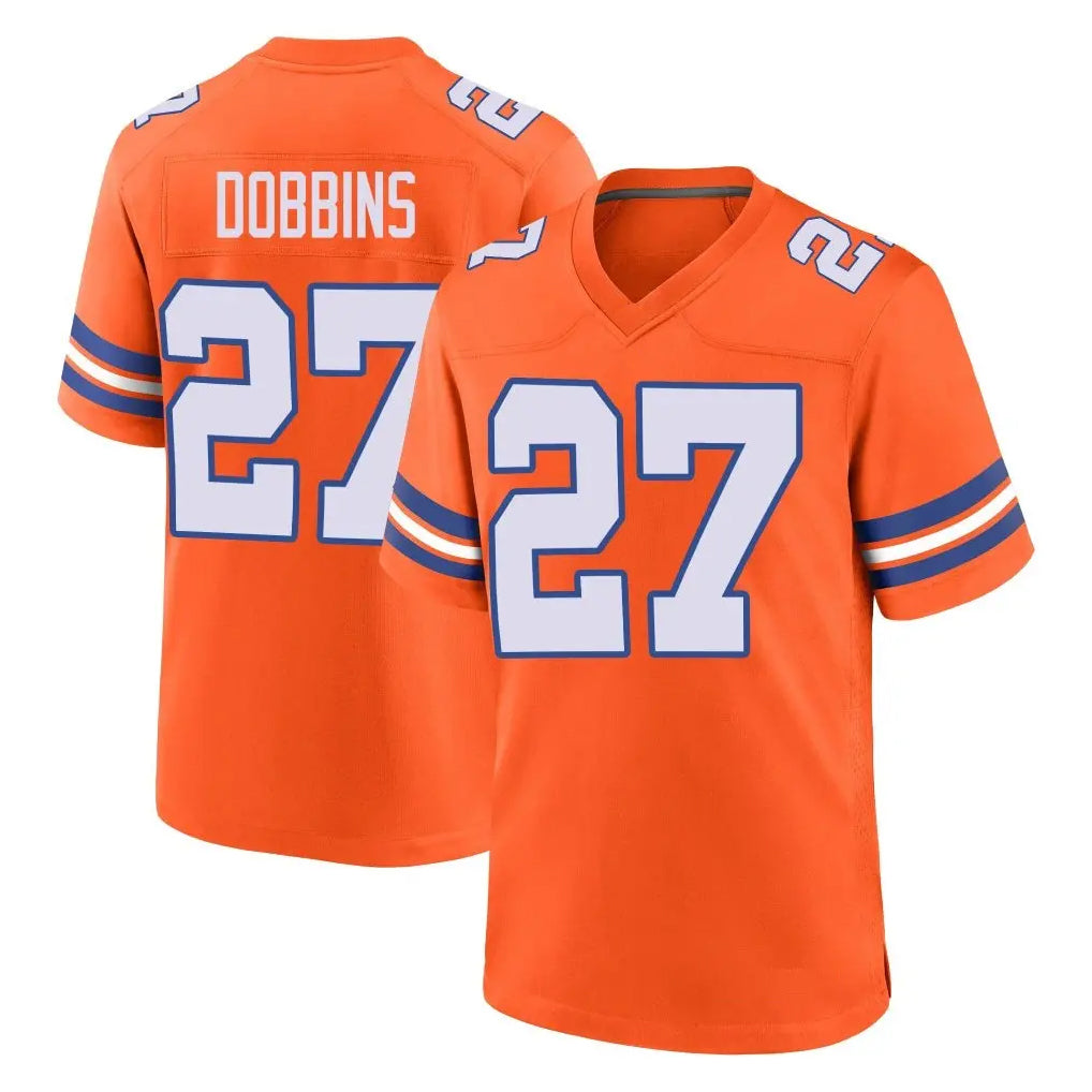Choea D.Broncos #27 J.K. Dobbins Player Orange Alternate Collection Throwback Game Stitched Jerseys