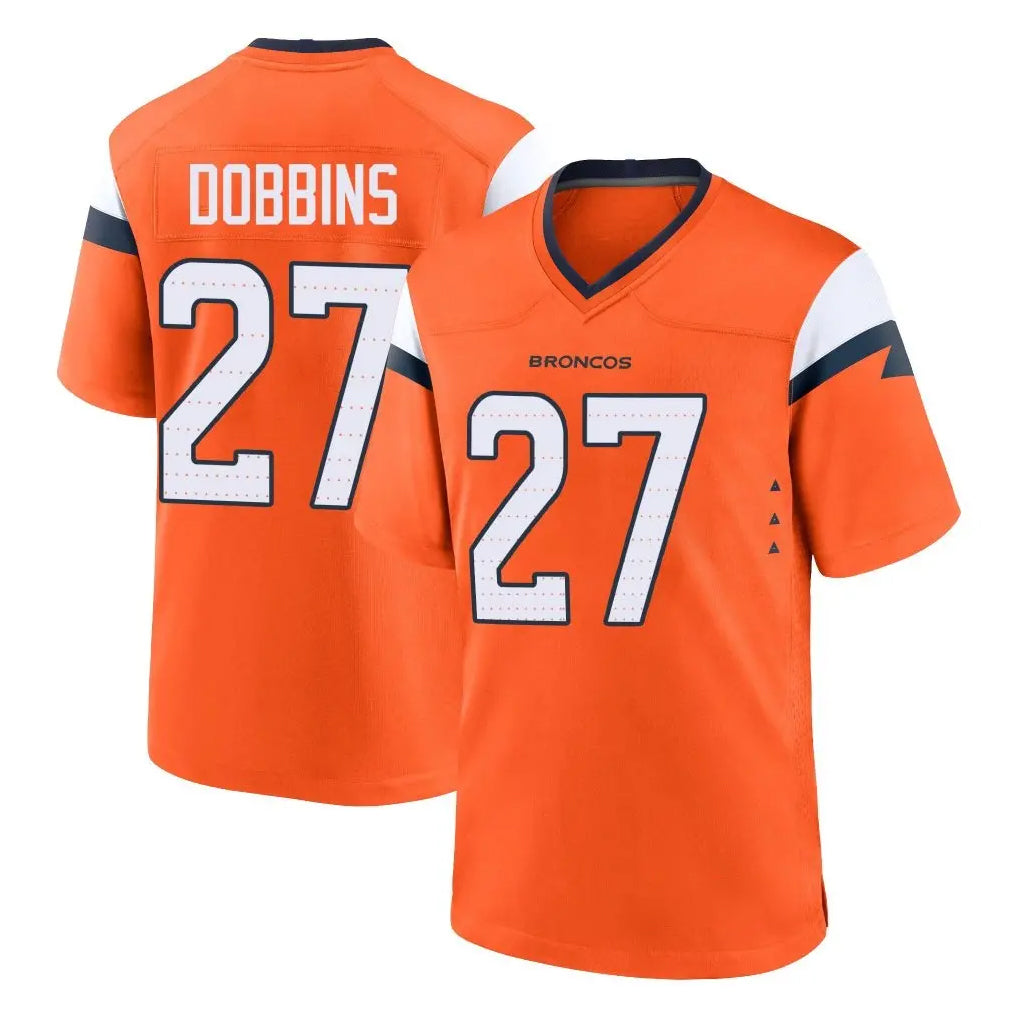 Choea D.Broncos #27 J.K. Dobbins Player Orange Home Game Stitched Jerseys