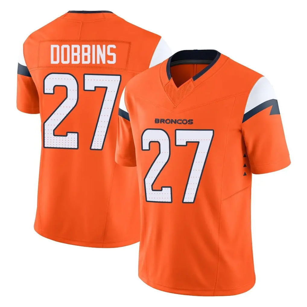 Choea D.Broncos #27 J.K. Dobbins Player Orange Vapor F.U.S.E. Limited Home Game Stitched Jerseys
