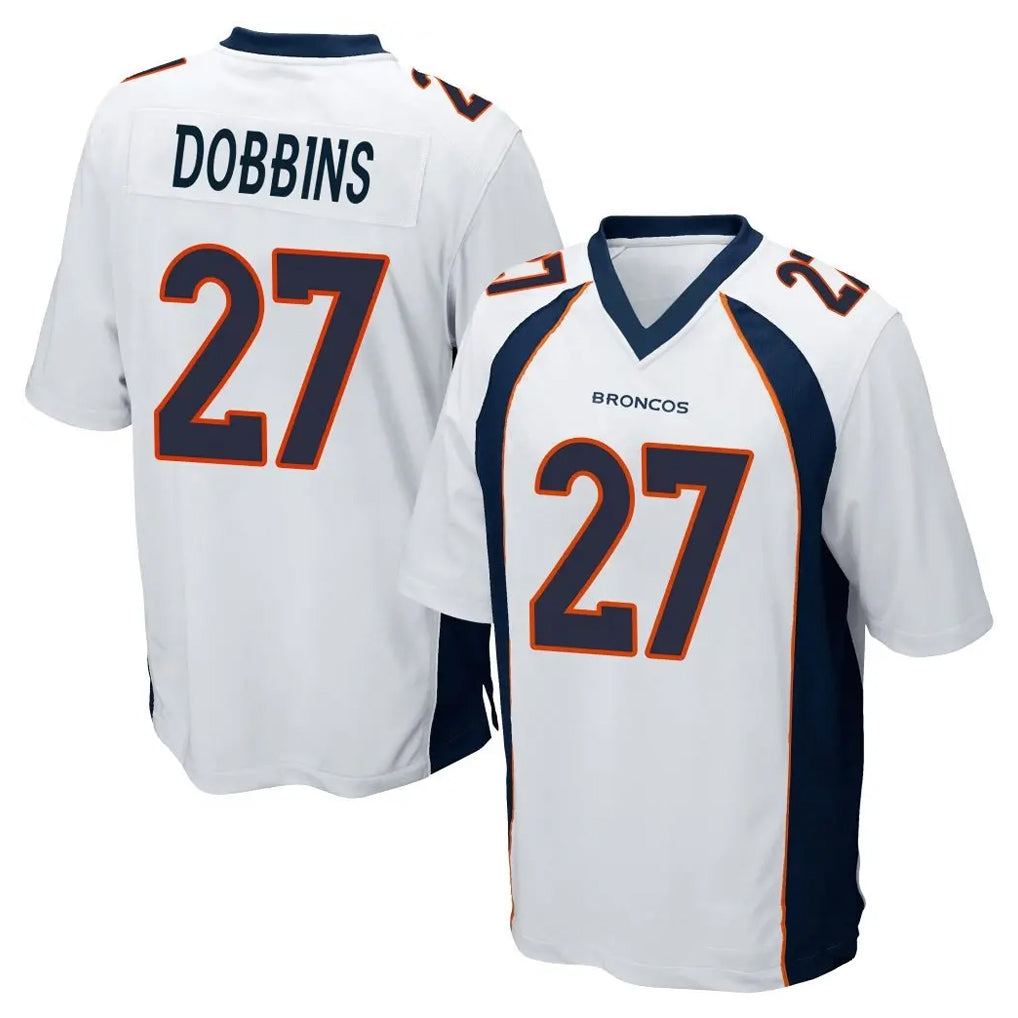 Choea D.Broncos #27 J.K. Dobbins Player White Game Stitched Jerseys