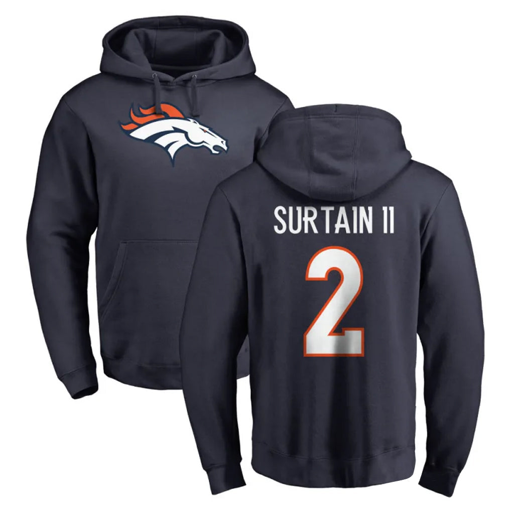 Choea D.Broncos #2 Pat Surtain II Player Navy Pullover Hoodie Limited Stitched Jerseys