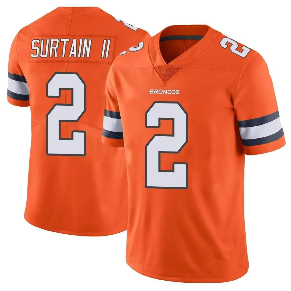 Choea D.Broncos #2 Pat Surtain II Player Orange Vapor Untouchable Limited Home Game Stitched Jerseys