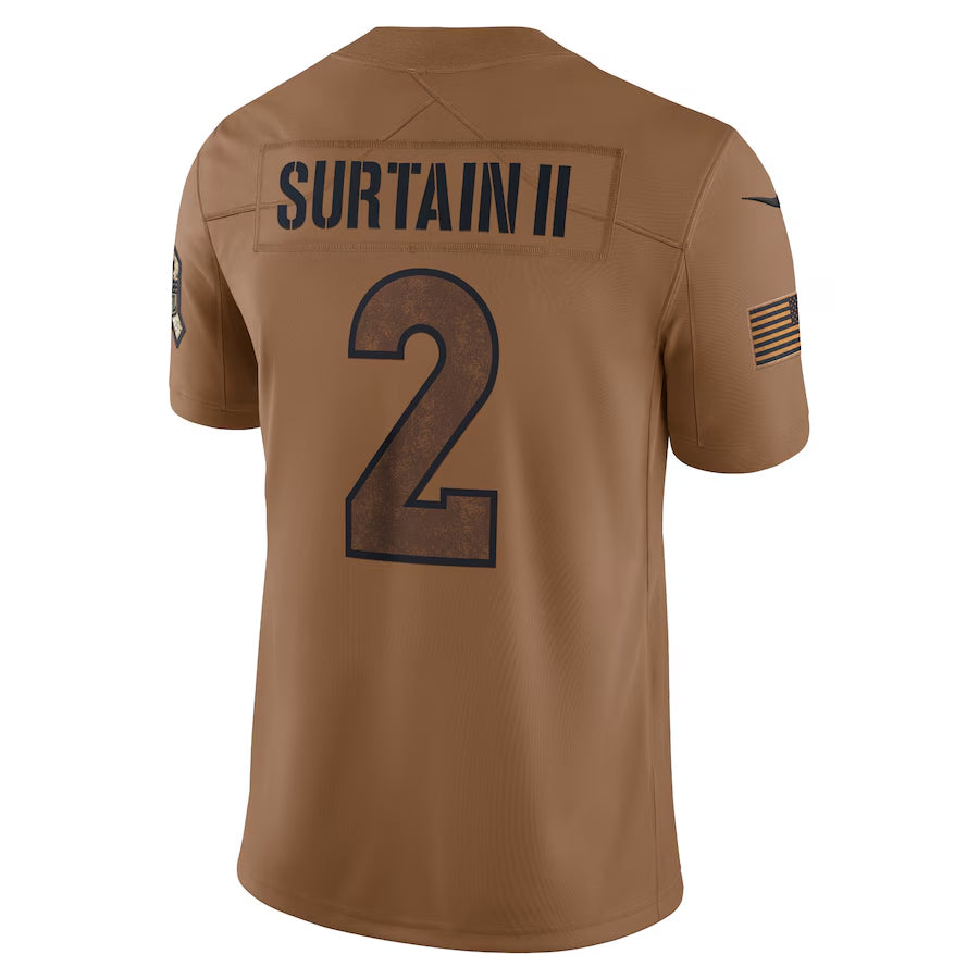 Choea D.Broncos #2 Patrick Surtain II Player Brown Salute To Service Limited Stitched Jerseys