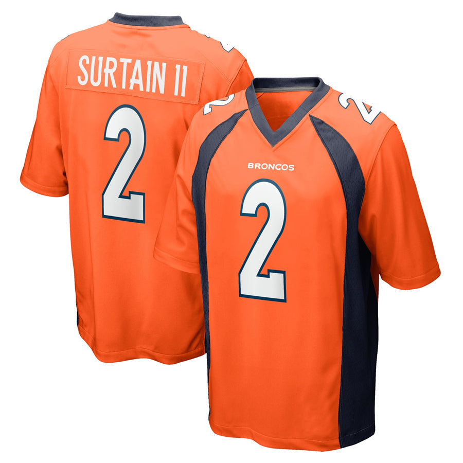 Choea D.Broncos #2 Patrick Surtain II Player Orange Home Game Football Stitched Jerseys