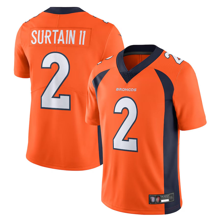 Choea D.Broncos #2 Patrick Surtain II Player Orange Vapor Untouchable Limited Stitched Jerseys