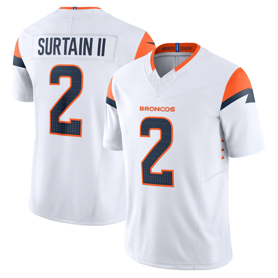 Choea D.Broncos #2 Patrick Surtain II Player White Vapor F.U.S.E. Limited Stitched Jerseys