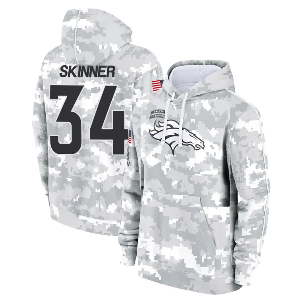 Choea D.Broncos #34 JL Skinner Player Arctic Camo Salute to Service Hoodies Limited Game Stitched Jerseys