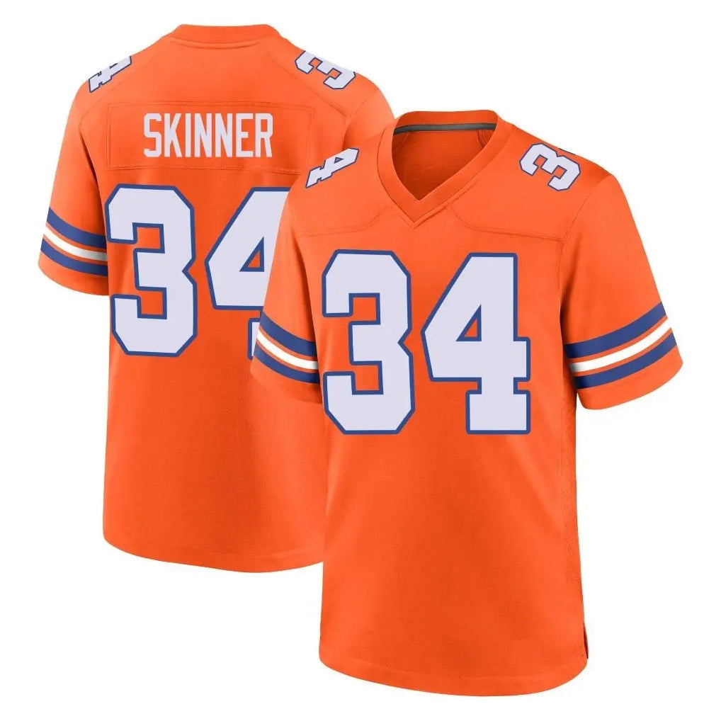 Choea D.Broncos #34 JL Skinner Player Orange Alternate Collection Throwback Game Stitched Jerseys