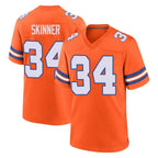 Choea D.Broncos #34 JL Skinner Player Orange Alternate Collection Throwback Game Stitched Jerseys
