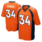Choea D.Broncos #34 JL Skinner Player Orange Color Home Game Stitched Jerseys