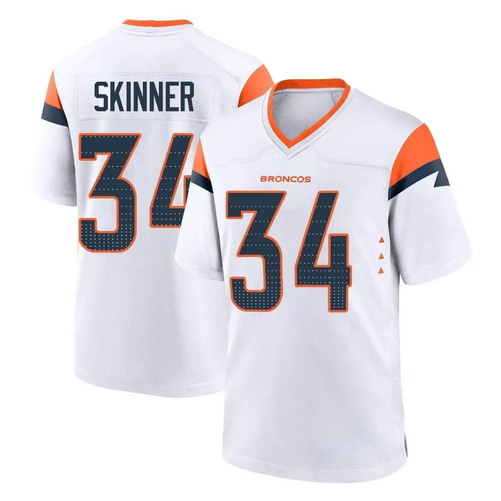Choea D.Broncos #34 JL Skinner Player White Home Game Stitched Jerseys