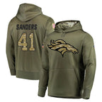 Choea D.Broncos #41 Drew Sanders Player Olive Salute to Service Pullover Hoodies Home Game Stitched Jerseys