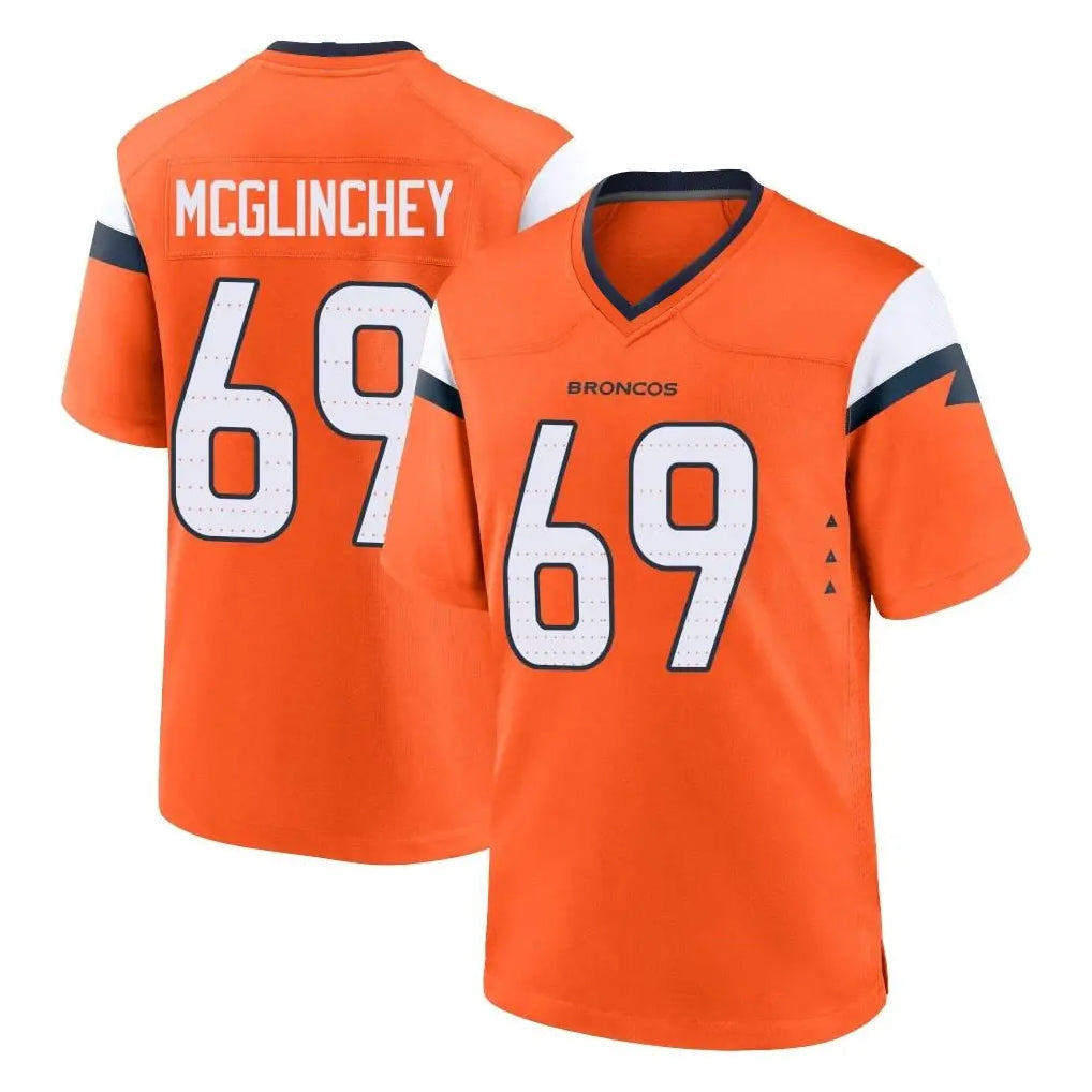 Choea D.Broncos #69 Mike McGlinchey Player Orange Home Game Stitched Jerseys
