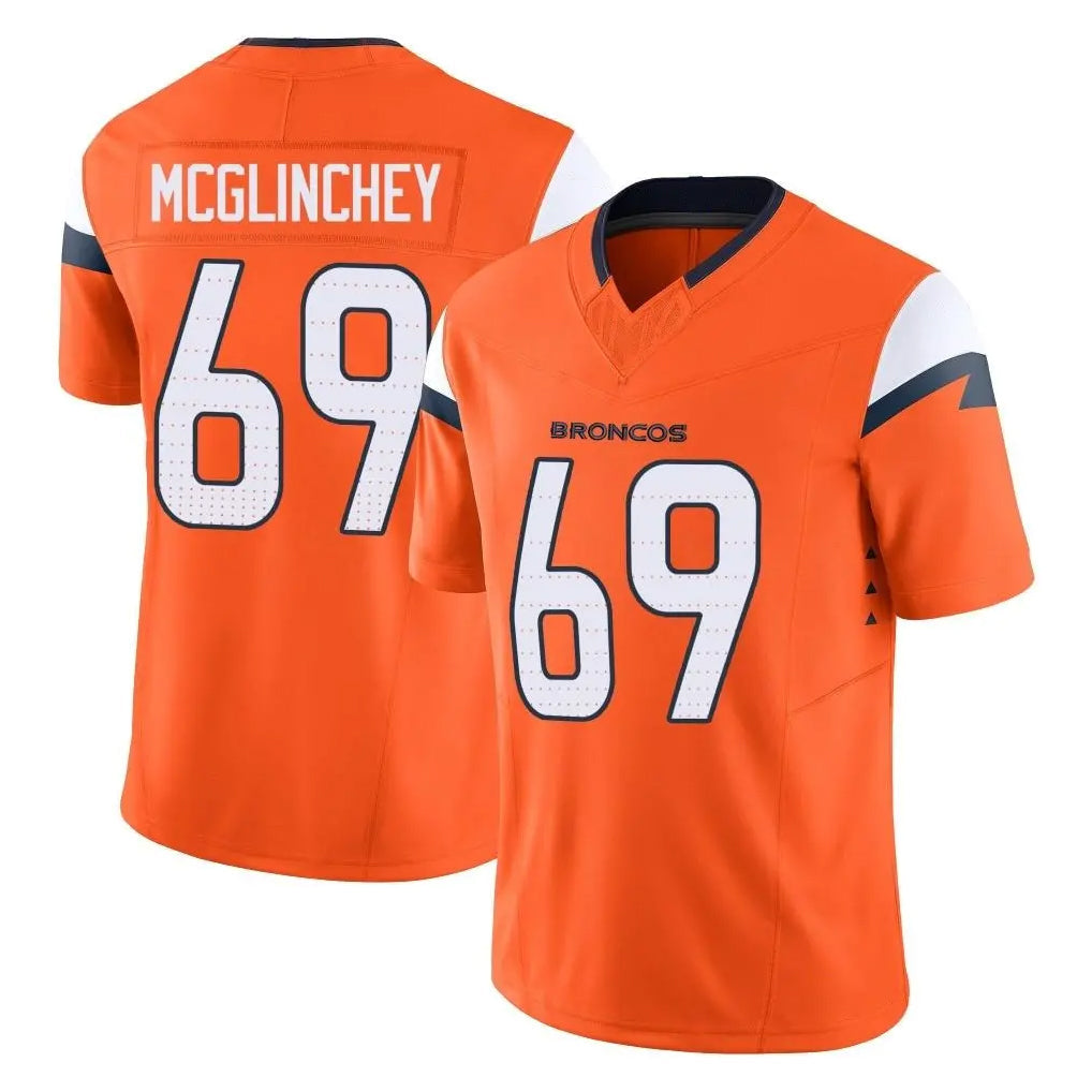 Choea D.Broncos #69 Mike McGlinchey Player Orange Vapor F.U.S.E. Limited Home Game Stitched Jerseys