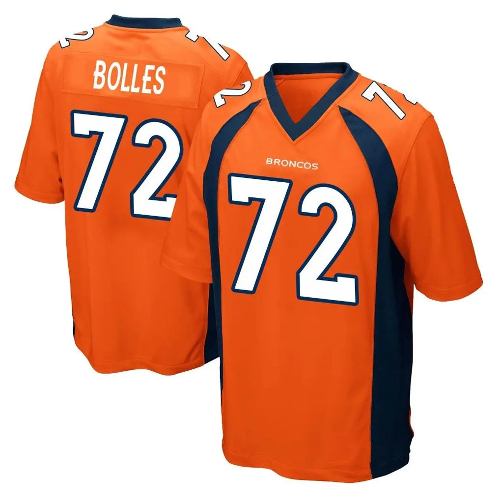 Choea D.Broncos #72 Garett Bolles Player Orange Color Home Game Stitched Jerseys