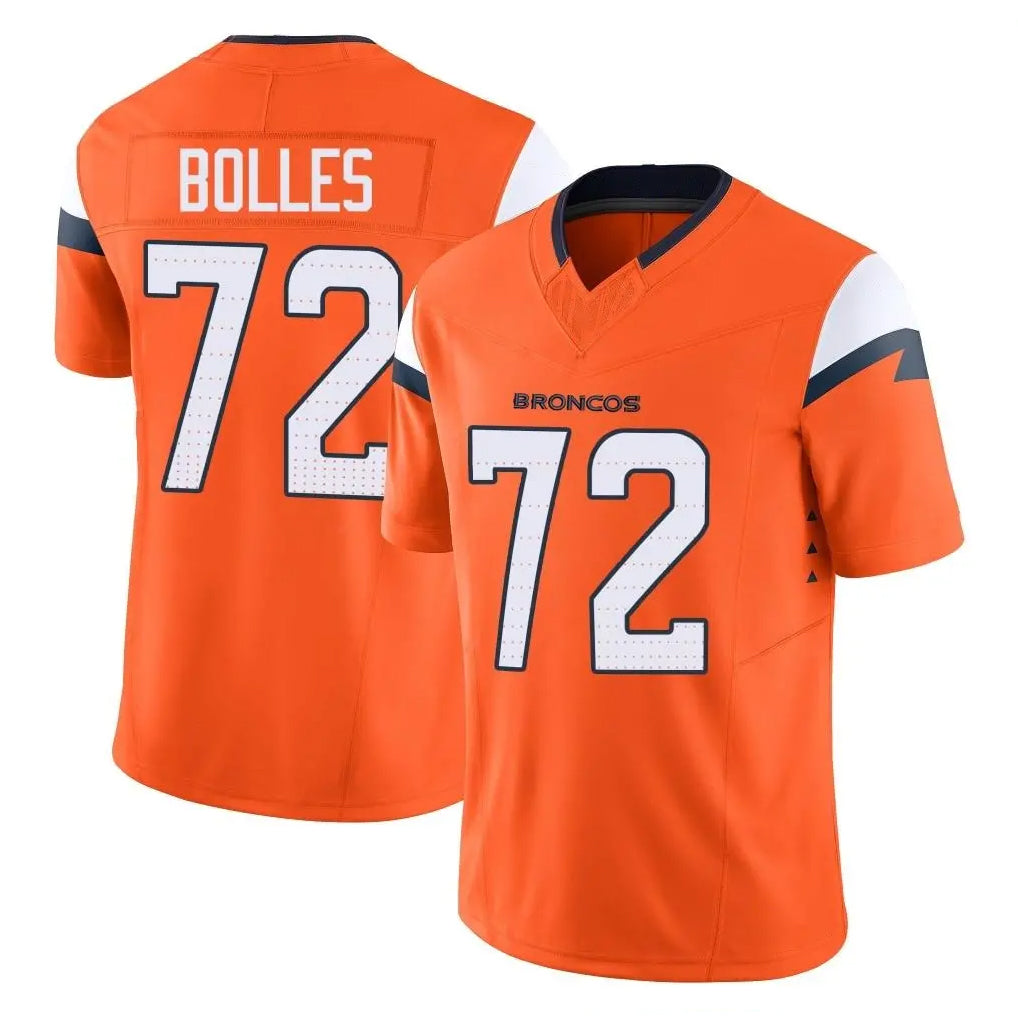 Choea D.Broncos #72 Garett Bolles Player Orange Vapor F.U.S.E. Limited Home Game Stitched Jerseys