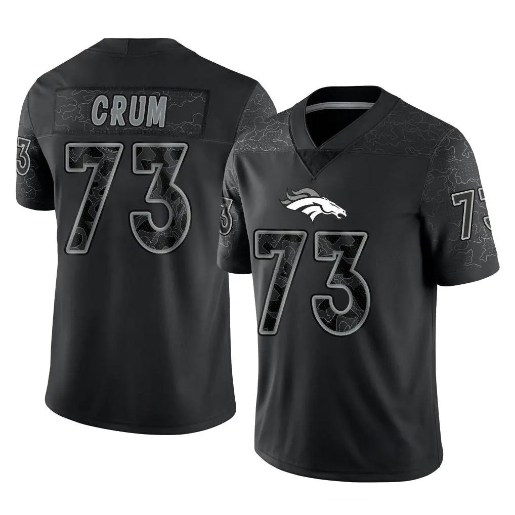 Choea D.Broncos #73 Frank Crum Player Black Reflective Limited Stitched Jerseys