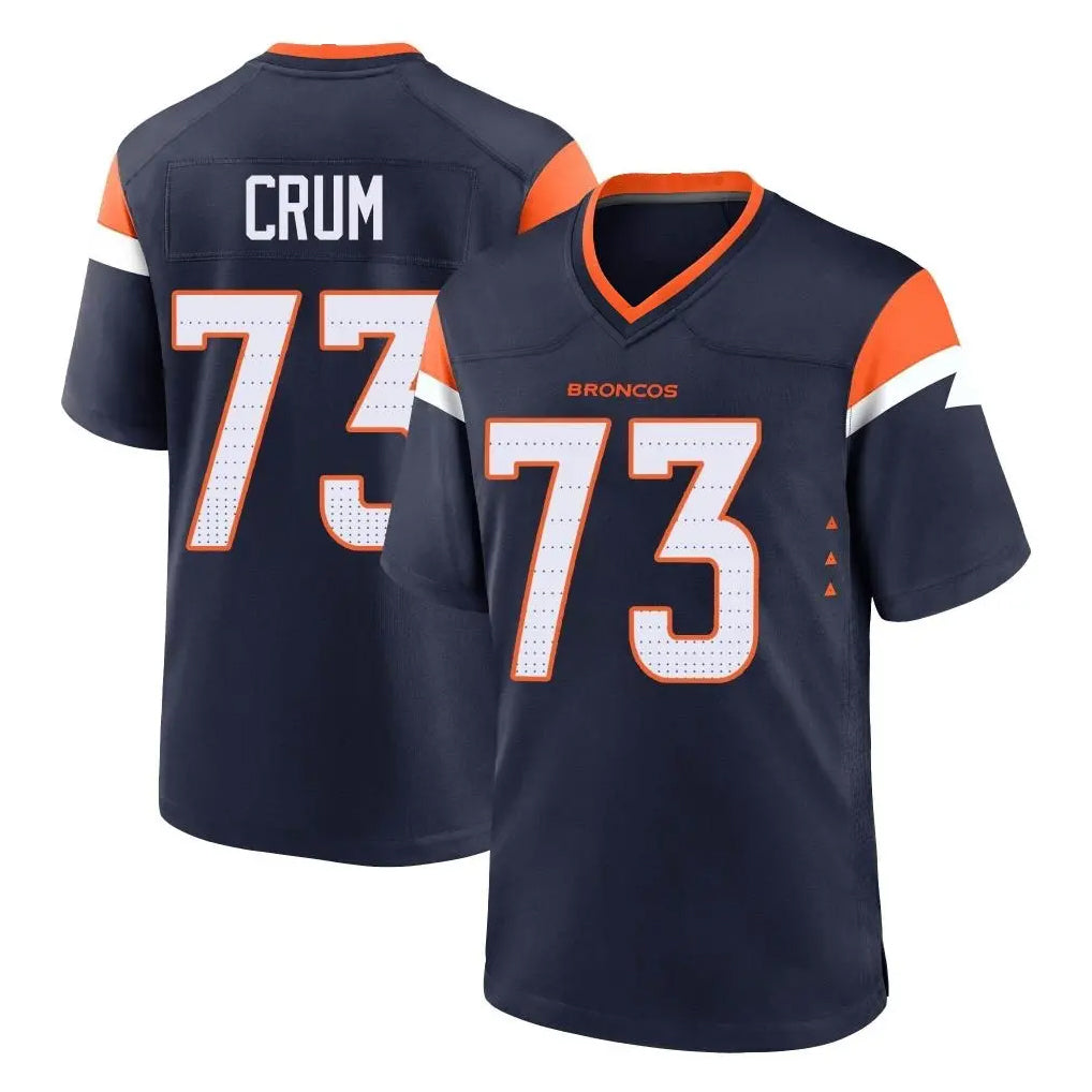 Choea D.Broncos #73 Frank Crum Player Navy Home Game Stitched Jerseys
