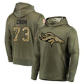 Choea D.Broncos #73 Frank Crum Player Olive Salute to Service Pullover Hoodies Home Game Stitched Jerseys
