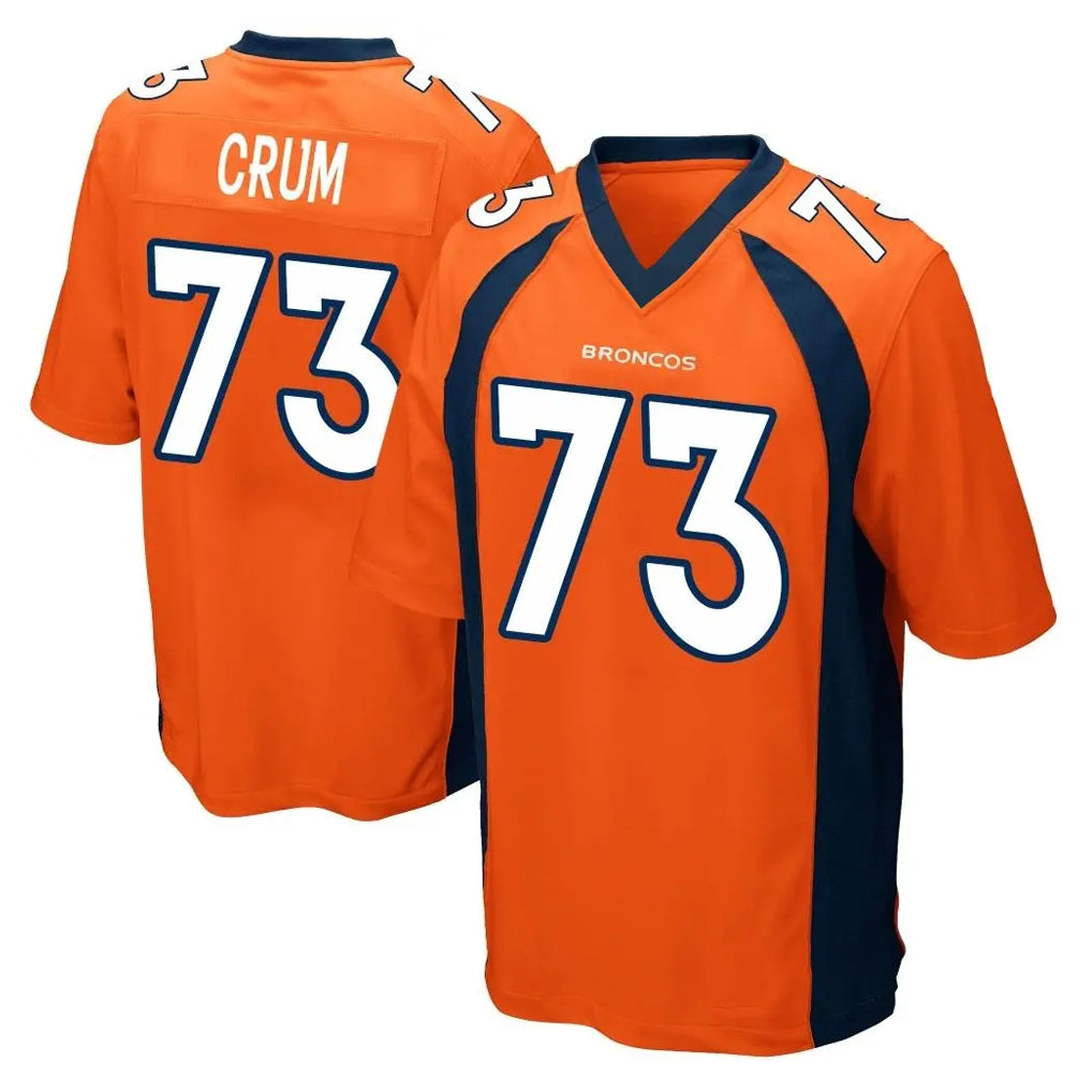 Choea D.Broncos #73 Frank Crum Player Orange Color Home Game Stitched Jerseys