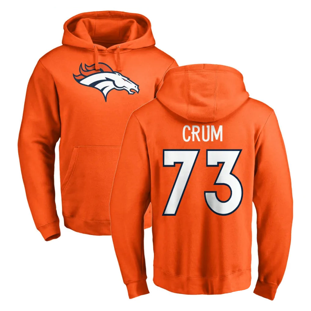 Choea D.Broncos #73 Frank Crum Player Orange Pullover Hoodie Limited Stitched Jerseys