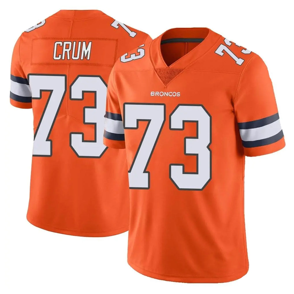 Choea D.Broncos #73 Frank Crum Player Orange Vapor Untouchable Limited Home Game Stitched Jerseys
