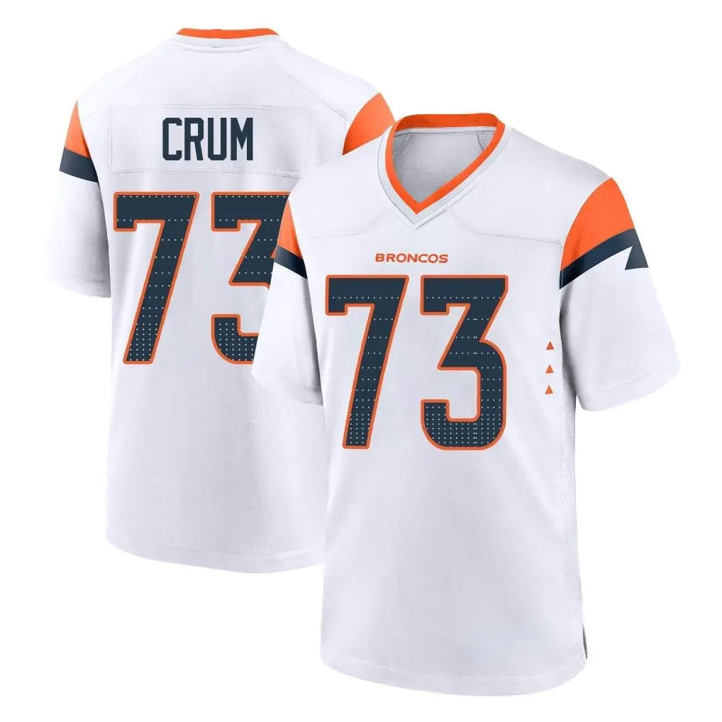 Choea D.Broncos #73 Frank Crum Player White Home Game Stitched Jerseys
