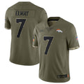 Choea D.Broncos #7 John Elway Player Limited Salute To Service Olive Stitched Jerseys