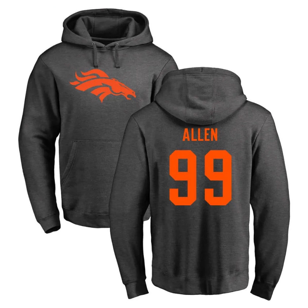 Choea D.Broncos #99 Zach Allen Player Ash One Color Pullover Hoodie Limited Stitched Jerseys
