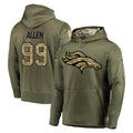 Choea D.Broncos #99 Zach Allen Player Olive Salute to Service Pullover Hoodies Home Game Stitched Jerseys