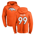 Choea D.Broncos #99 Zach Allen Player Orange Pullover Hoodie Limited Stitched Jerseys