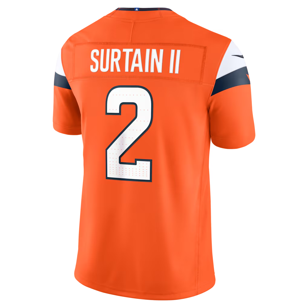 Choea D.Broncos #2 Patrick Surtain II Orange Team Vapor F.U.S.E. Stitched Limited Jerseys